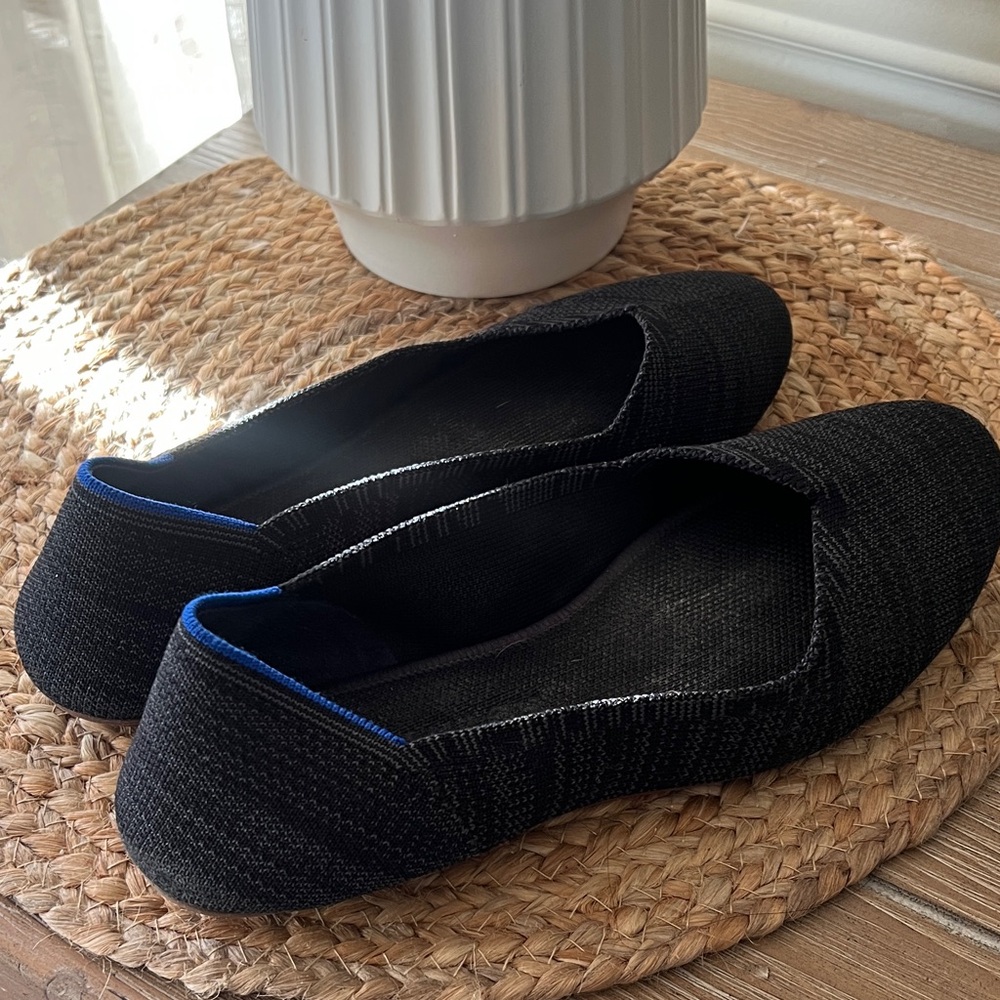 Rothy's Black Flats with Blue Highlights